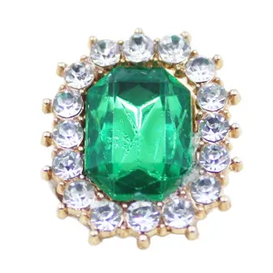 Green crystal rhinestone alloy shoe charm DIY bow hair accessory decorative patch jewelry
