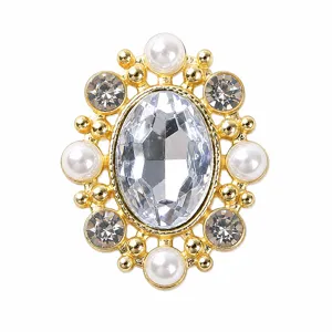 Vintage oval rhinestone alloy buckle DIY handmade garment shoe hat jewelry craft decorative accessory