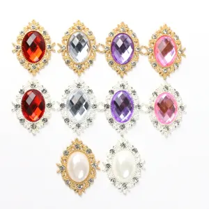 Zinc Alloy Rhinestone Artificial Pearl Flower Button DIY Accessories Gold And Silver Base Fashion Craft Jewelry Findings