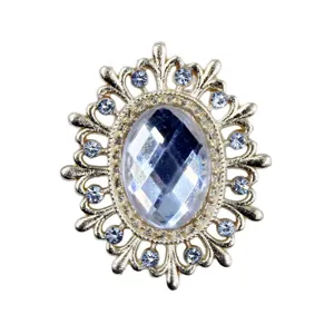 Oval hollow alloy rhinestone DIY jewelry accessory main product view size 28x24mm.