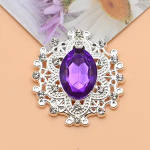 Ovale paarse edelsteen strass knop van legering voor DIY kleding en handwerk sieraden.