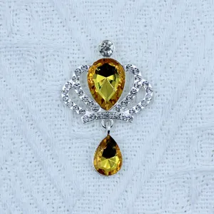 Alloy crown teardrop crystal pendant handmade diy clothing shoe brooch accessory