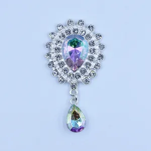 Silver alloy rhinestone acrylic pendant DIY apparel hair accessory decorative crystal button