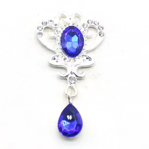 Silver alloy crown rhinestone pendant blue gemstone DIY jewelry accessory main view item