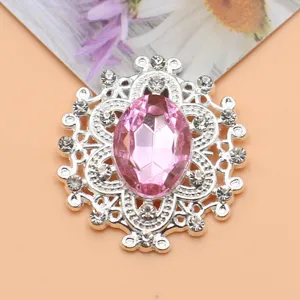 Ovale strass bloem knop legering DIY kleding accessoire kristal ambacht ontwerp stuks
