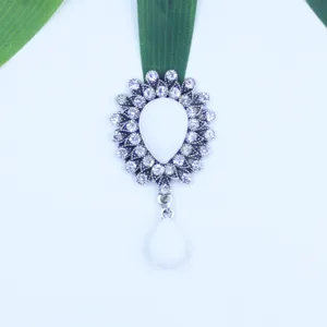 Pendentif en alliage argent ancien strass acrylique blanc DIY accessoire cheveux détail