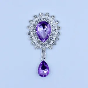 Silver alloy rhinestone pendant crystal charm DIY clothing hair jewelry accessory detail view