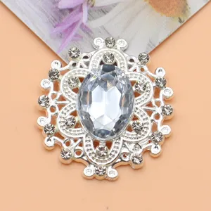 Ovale legering strass steen knop diy handgemaakte kleding accessoire glanzende kristal gesp