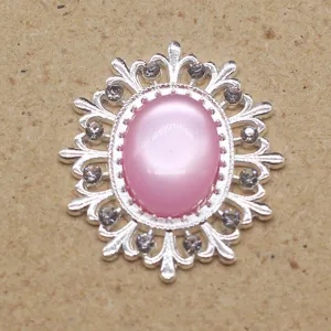 Oval alloy resin cat eye rhinestone button DIY craft bow hair accessories clothing decor