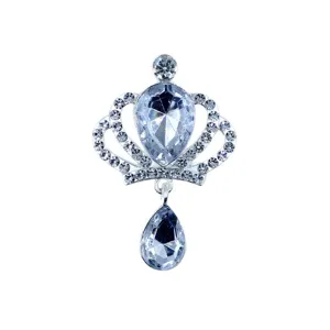 Silver alloy crown rhinestone dangling pendant DIY accessory for clothing brooches hair clips.