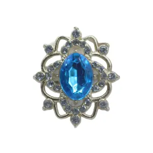 Silver alloy hollow gem rhinestone pendant DIY hair accessory jewelry crafting material part