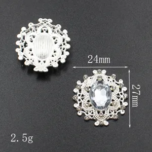 Ovale legering strass knop DIY handgemaakte kledingaccessoire decoratieve gesp 24x27mm