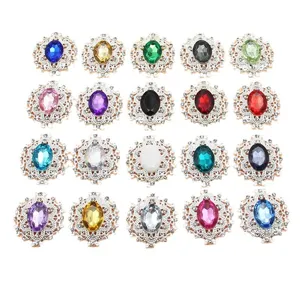Mooie Ovale Strass Metaal Knoppen DIY Kleding Accessoires Handwerk Decoratieve Set