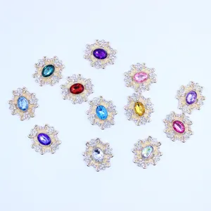 Alloy rhinestone acrylic flower tray DIY garment accessories sparkling crystal charms detailed shot