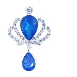 Rhinestone crown pendant alloy blue crystal teardrop charm diy hair shoe accessories