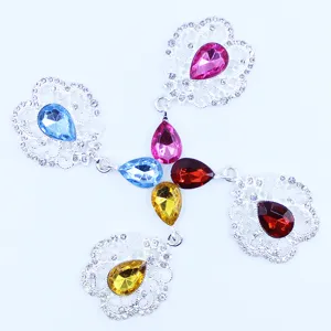 Alloy filigree flower pendant teardrop rhinestone brooch DIY craft accessory jewelry findings
