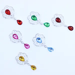 Alloy flower pendant teardrop crystal brooch DIY craft jewelry decorative accessory detail view