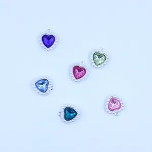 18mm alloy heart crystal rhinestone pendant diy handmade jewelry accessories multi color