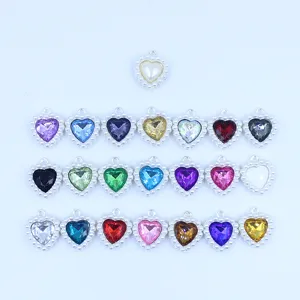 18mm alloy heart crystal rhinestone charms with faux pearl border for DIY jewelry making detail