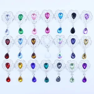 Alloy rhinestone flower drop pendant DIY craft accessories brooch decorative buttons.
