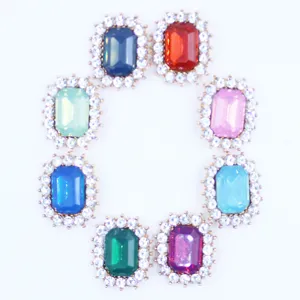 Colorful rectangular crystal rhinestone buttons DIY hair bow accessories garment decorations