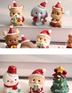 Christmas resin figurine detail view, cute desktop decoration ornaments for holiday home decor display.