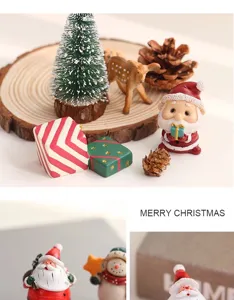 Christmas resin ornament desktop decoration cute miniature holiday landscape setup decor
