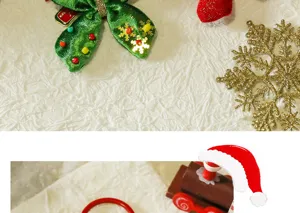 Christmas green velvet bow ornament with beads and snowflakes, perfect holiday tree decor and gift.