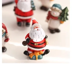 Christmas resin miniature Santa Claus snowman figurine desktop home decor crafts