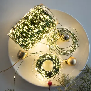 Bella catena luminosa LED di Natale, luci calde e accoglienti per interni ed esterni.