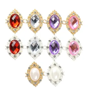 Gold silver alloy rhinestone buttons oval crystal pearl DIY handmade crafts accessories