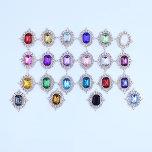 Gold rhinestone alloy crystal decorative buttons DIY bowknot craft accessories colorful gems
