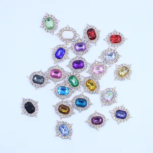 Gold diamond alloy acrylic rhinestone DIY decorative buttons for hair bow, doll accessories