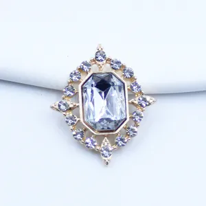 Gold rhombus alloy rhinestone decorative buckle for DIY craft, hair bow, and doll accessories.