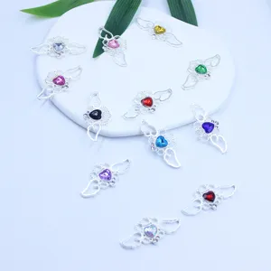 DIY Alloy Heart Wings Rhinestone Acrylic Decorative Pendant Clothing Bow Craft Accessories Jewelry Findings