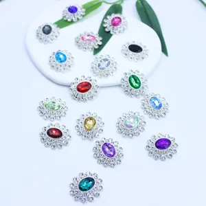 Oval Alloy Rhinestone Acrylic Embellishment DIY Apparel Luggage Craft Accessories Decorative Charms
