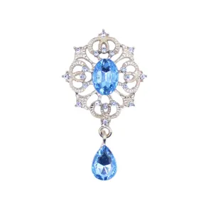 Prachtige legering blauwe strass hanger broche DIY bloemig kleding decoratief accessoire