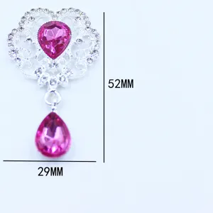 Alloy flower pendant waterdrop brooch DIY crystal rhinestone decorative accessory 52x29mm