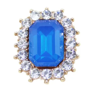 Rectangle blue crystal rhinestone button DIY hair accessory decorative craft supply