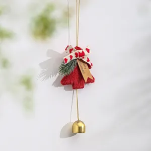 Christmas tree hanging ornament plush red tree bow bell festive holiday decoration gift