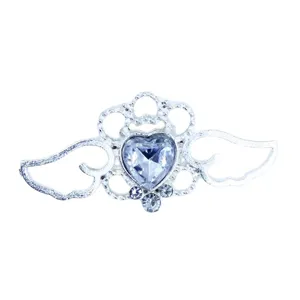Silver alloy heart wings rhinestone DIY bow garment accessory crystal decorative pendant item