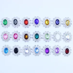 Wholesale 25x28MM Oval Alloy Rhinestone Acrylic DIY Craft Clothing Bag Accessories