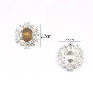 Ovale Legierung Strass Knopf Rohling DIY handgemachte Schmuckherstellung Zubehör Kristall.
