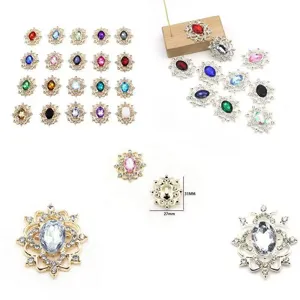 Oval alloy resin flower tray DIY handmade jewelry accessories detail view with dimensions.