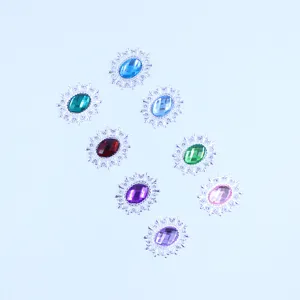 Silver oval alloy acrylic rhinestone button DIY clothing hair bow decorative accessories
