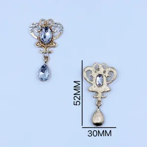 Zinc alloy gold rhinestone oval pendant DIY hair accessories and bag jewelry 52mm