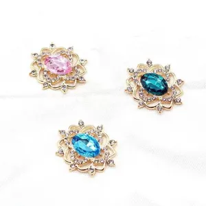 Oval alloy rhinestone flower tray DIY handmade jewelry accessories pendant parts set