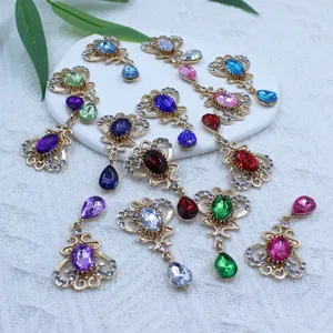 Zinc Alloy Gold Plated Rhinestone Oval Acrylic Pendant Flower Tray DIY Accessories For Jewelry Making