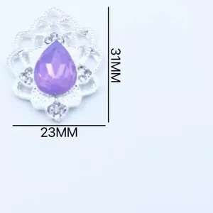 Silver alloy hollow teardrop acrylic decorative button DIY phone case hair accessory craft.
