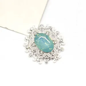 Ovale Legierung Strass Harz Kristall Blume Basis Schnalle DIY Schmuck Zubehör Detail.